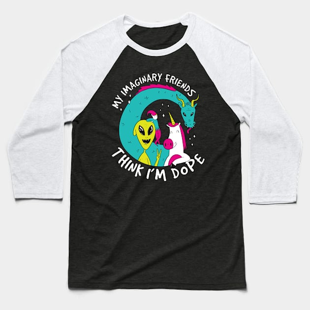 MY IMAGINARY FRIENDS Baseball T-Shirt by madeinchorley